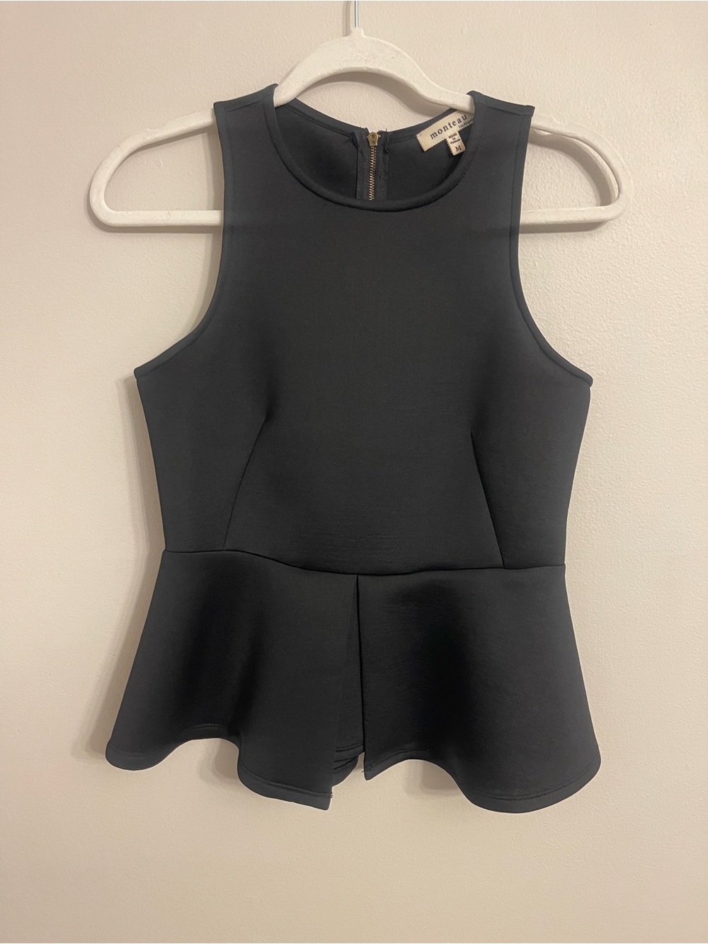 Monteau Black Sleeveless Peplum Tank Top